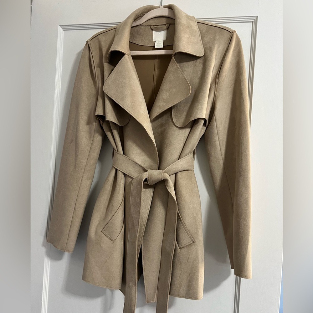H&M Faux Suede Trench Coat